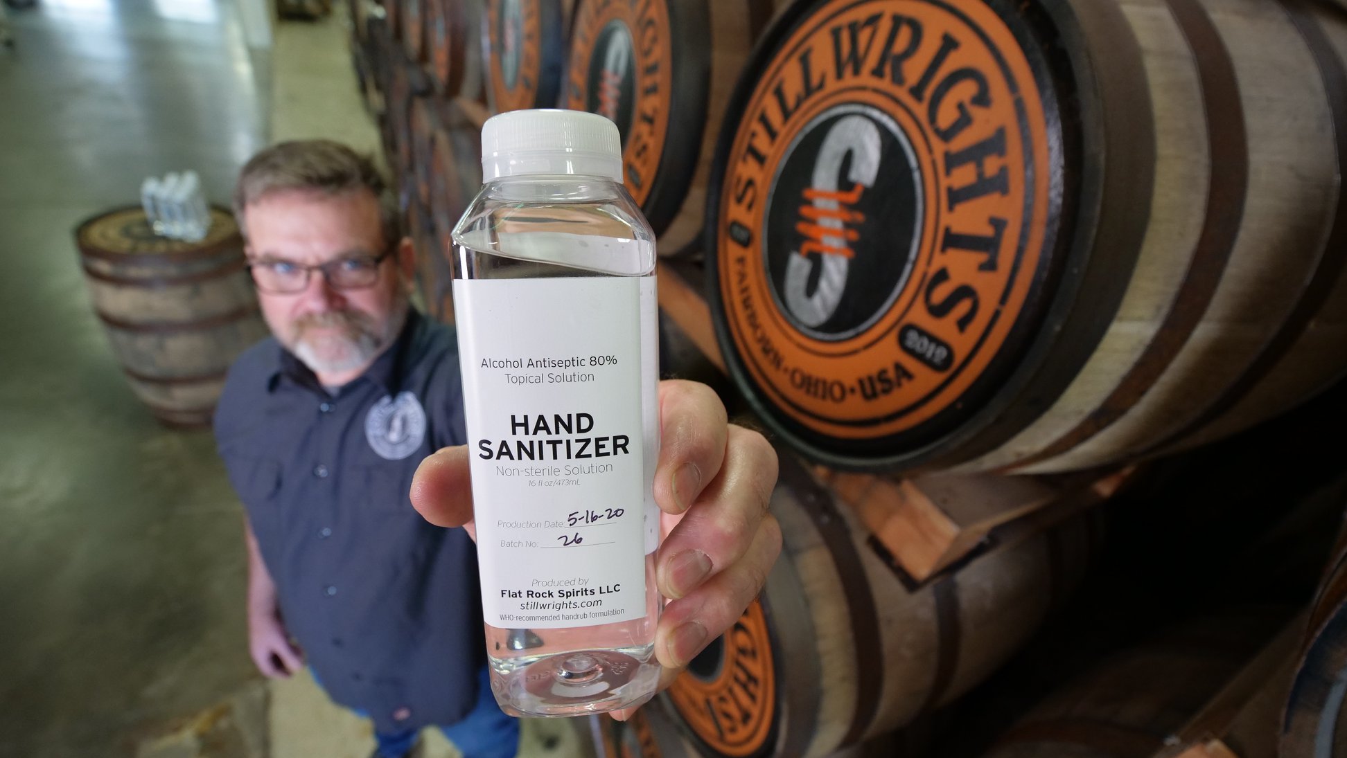 Stillwrights distillery makes hand sanitizer